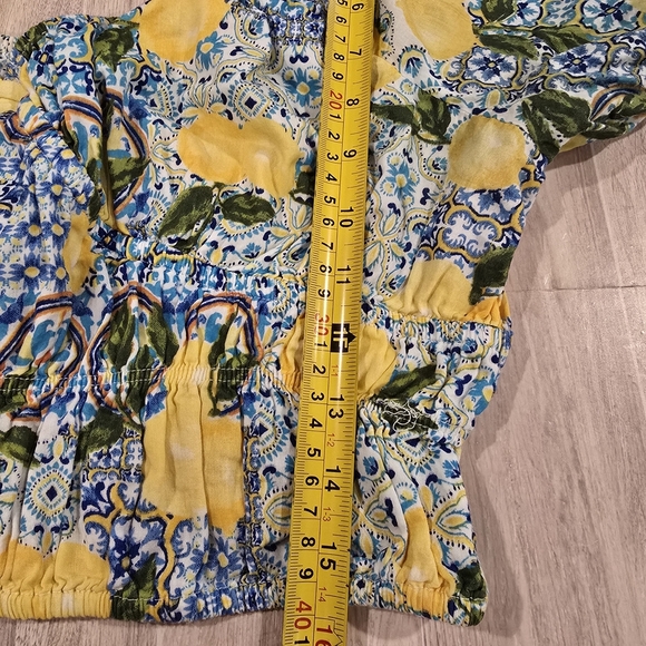 Primark Women’s Yellow Blue Multicolor Crop Top Blouse Short Sleeves Size US 12. - Picture 10 of 10